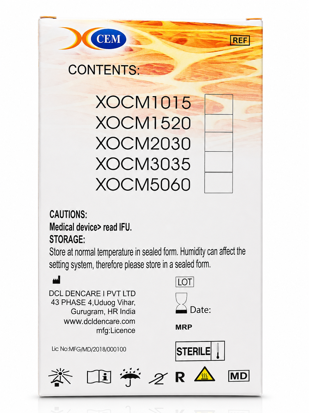 OSSPORE PTFE Membrane Non-Resorbable GBR/GTR Membrane – Product Packaging Back View with Contents and Storage Information
