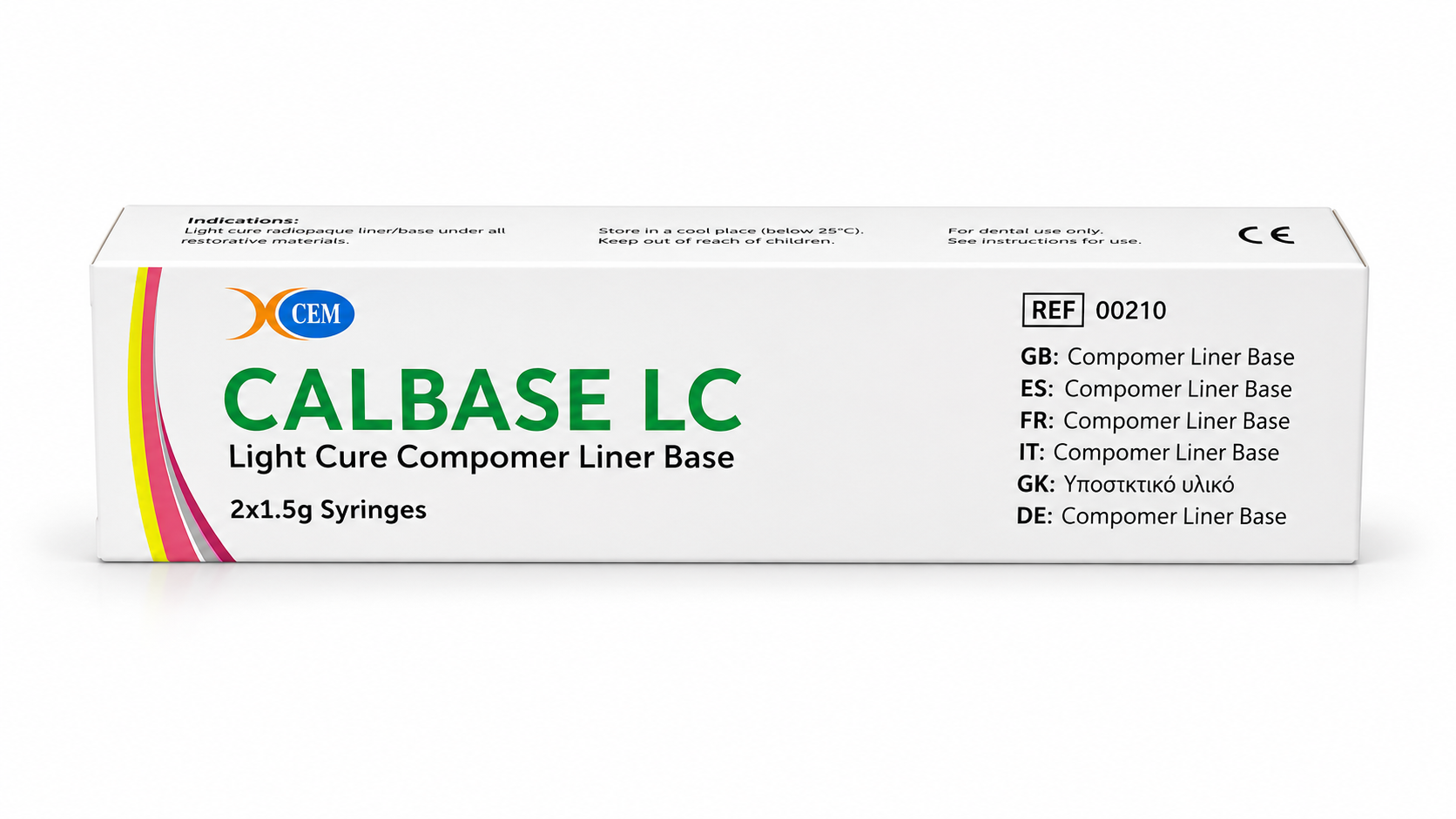 XCEM CalBase LC – Light Cure Compomer Liner Base (2 × 1.5g Syringes)