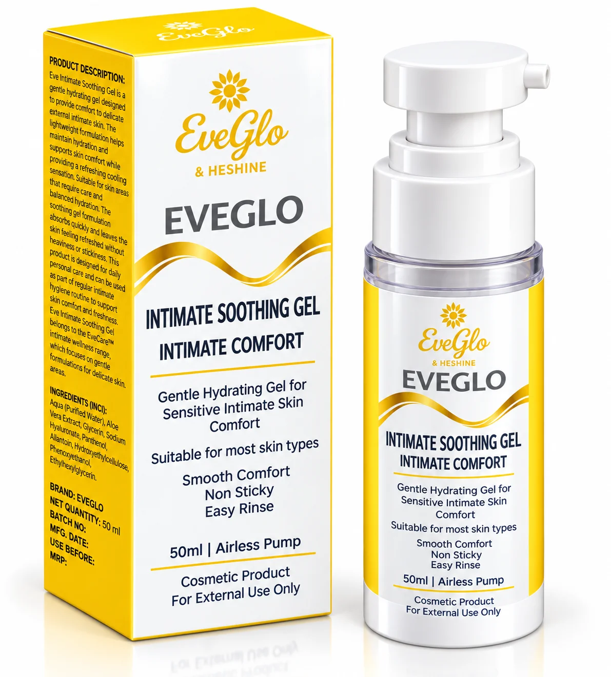 EveGlo Intimate Soothing Gel 50ml with Aloe Vera and Sodium Hyaluronate